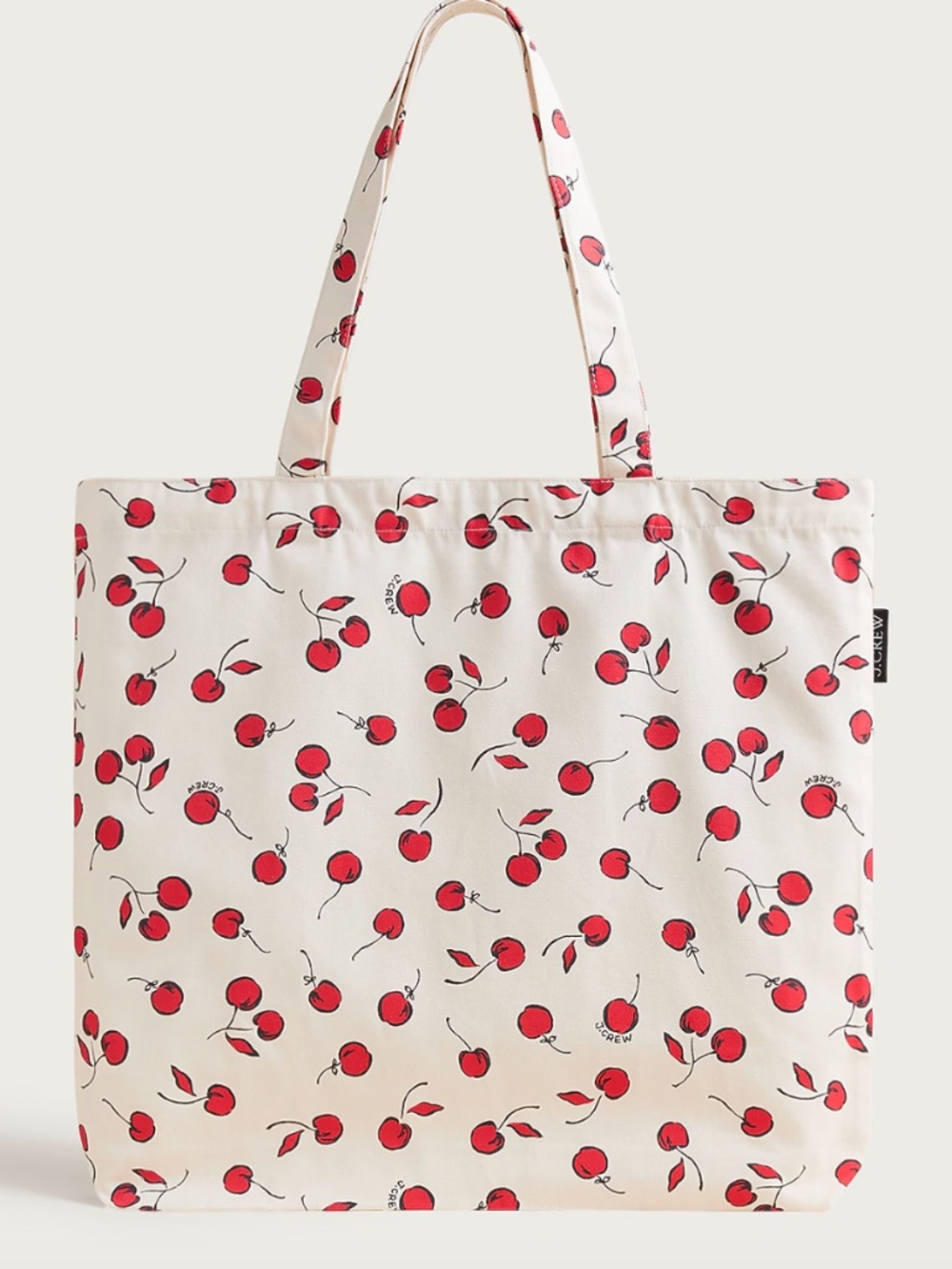 ❤️ J.Crew Cotton Canvas Tote Bag Cherry Pattern